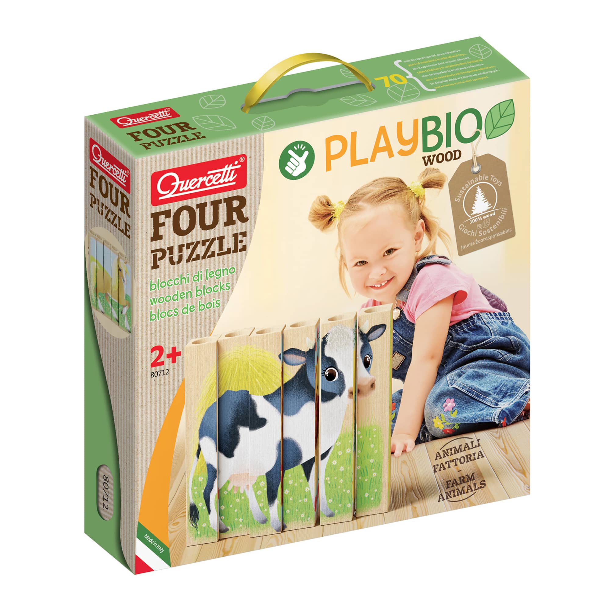 Quercetti® Baby Farm Animals Mix-N-Match Wood Puzzle